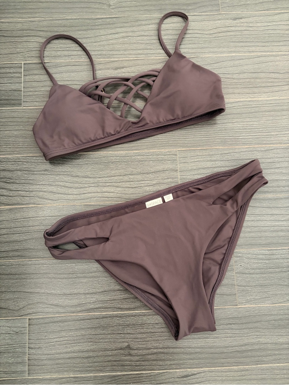 l*space Mauve Lattice Bikini Set